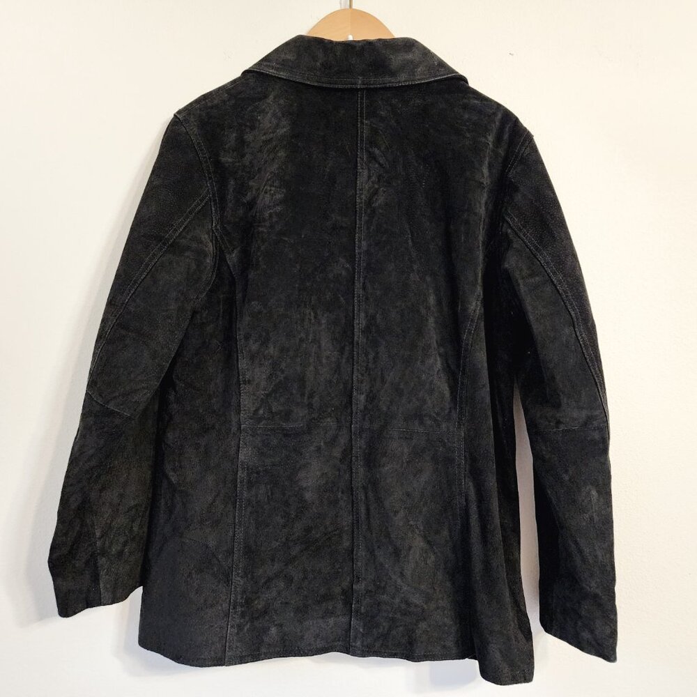 Leather Limited Suede Leather Jacket Coat Button Front Black Women M Classic - Picture 8 of 12